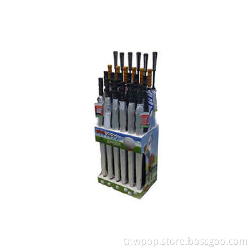 Promotional Paper Floor Display Stand, Unique Structure, Golf Ball Arm, Customized Size and Design